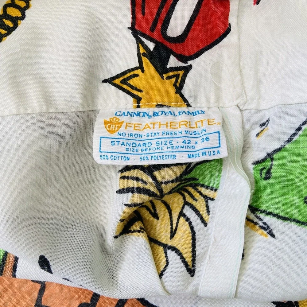 Cannon Western Cowboy Cowgirl Bar B Ranch Farm Rodeo Twin Size Sheet Set 1960's